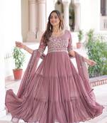 sequins & beads embroidered gown with dupatta