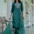 Silk blend green casual wear embroidery work kurta set