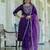 Silk blend violet casual wear embroidery work kurta set