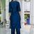 Silk blend navy blue casual wear embroidery work kurta set