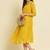 Chiffon yellow casual wear schiffli work readymade midi dress