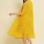 Chiffon yellow casual wear schiffli work readymade midi dress