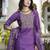 Silk blend purple casual wear embroidery work kurta set