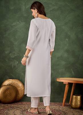 Roman silk blend peach casual wear embroidery work readymade kurti with pant 3