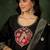 Silk blend black party wear banarasi woven work kurta set
