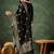 Silk blend black party wear banarasi woven work kurta set