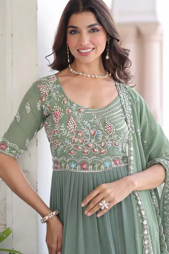 gown with dupatta | heavy sequins & multithread embroidery 