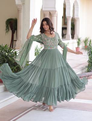 gown with dupatta | heavy sequins & multithread embroidery  3
