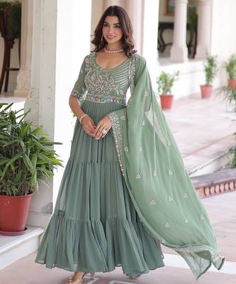 gown with dupatta | heavy sequins & multithread embroidery  6
