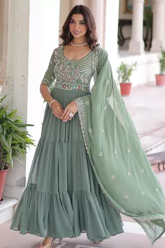 gown with dupatta | heavy sequins & multithread embroidery 
