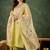 Silk blend light yellow casual wear embroidery work kurta set