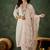 Silk blend white casual wear embroidery work kurta set