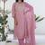 Chanderi silk pink casual wear embroidery work kurta set
