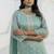 Chanderi silk sea green casual wear embroidery work kurta set