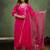 Silk blend rani pink casual wear embroidery work kurta set