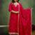 Silk blend rani pink casual wear embroidery work kurta set