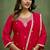 Silk blend rani pink casual wear embroidery work kurta set