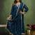 Silk blend navy blue casual wear embroidery work kurta set