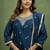 Silk blend navy blue casual wear embroidery work kurta set