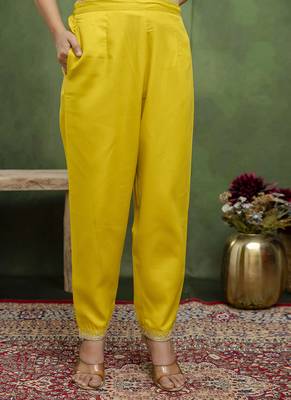 Cotton blend lime green casual wear embroidery work kurta set 3