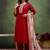 Cotton blend red casual wear embroidery work kurta set