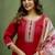 Cotton blend red casual wear embroidery work kurta set