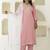Silk blend pink casual wear embroidery work kurta set