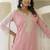 Silk blend pink casual wear embroidery work kurta set