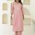 Silk blend pink casual wear embroidery work kurta set