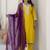 Silk blend yellow casual wear embroidery work kurta set