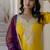 Silk blend yellow casual wear embroidery work kurta set