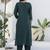 Cotton blend teal casual wear embroidery work kurta set