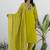 Cotton blend lime green casual wear embroidery work kurta set