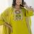Cotton blend lime green casual wear embroidery work kurta set