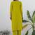 Cotton blend lime green casual wear embroidery work kurta set