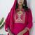 Cotton blend rani pink casual wear embroidery work kurta set