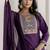Cotton blend violet casual wear embroidery work kurta set