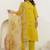 Shimmer silk yellow casual wear floral print kurta set