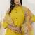 Shimmer silk yellow casual wear floral print kurta set