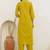 Shimmer silk yellow casual wear floral print kurta set