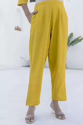 Shimmer silk yellow casual wear floral print kurta set