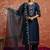 Viscose navy blue casual wear embroidery work kurta set