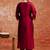 Cotton silk blend red casual wear embroidery work kurta set
