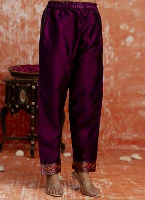 Cotton silk blend wine casual wear embroidery work kurta set 4