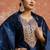 Cotton silk blend navy blue casual wear embroidery work kurta set