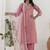 Chanderi silk pink casual wear embroidery work kurta set