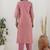 Chanderi silk pink casual wear embroidery work kurta set