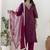 Chanderi silk wine casual wear embroidery work kurta set