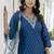 Chanderi silk navy blue casual wear embroidery work kurta set