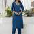 Chanderi silk navy blue casual wear embroidery work kurta set